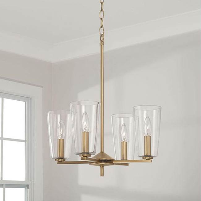 Capital Lighting 348641AD-538 Aged Brass 17.5''w X 21''h 4-light Pendant Chandelier In Aged Brass With Clear Glass Image 2