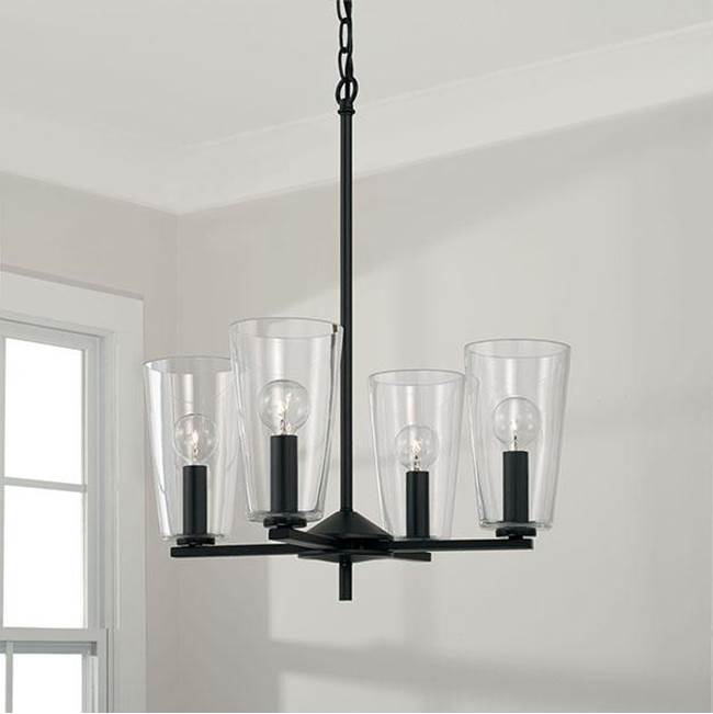 Capital Lighting 348641MB-538 Matte Black 17.5''w X 21''h 4-light Pendant Chandelier In Matte Black With Clear Glass Image 2