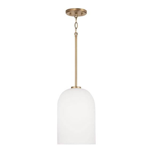 Capital Lighting 348811AD Aged Brass 8.75''w X 13.5''h 1-light Pendant In Aged Brass With Soft White Glass Image 1