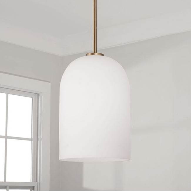 Capital Lighting 348811AD Aged Brass 8.75''w X 13.5''h 1-light Pendant In Aged Brass With Soft White Glass Image 2