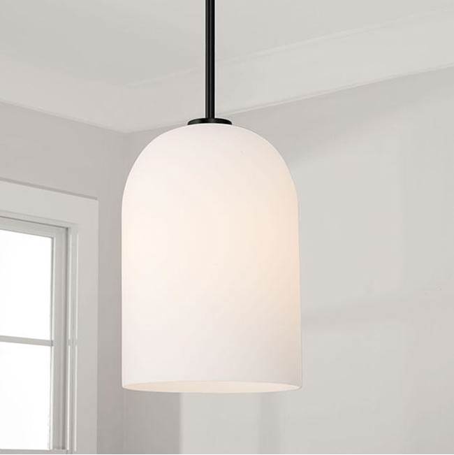 Capital Lighting 348811MB Matte Black 8.75''w X 13.5''h 1-light Pendant In Matte Black With Soft White Glass Image 2