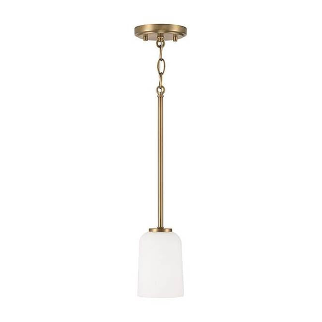 Capital Lighting 348812AD-542 Aged Brass 5''w X 6''h 1-light Pendant In Aged Brass With Soft White Glass Image 1