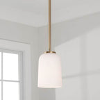 Capital Lighting 348812AD-542 Aged Brass 5''w X 6''h 1-light Pendant In Aged Brass With Soft White Glass Image 2
