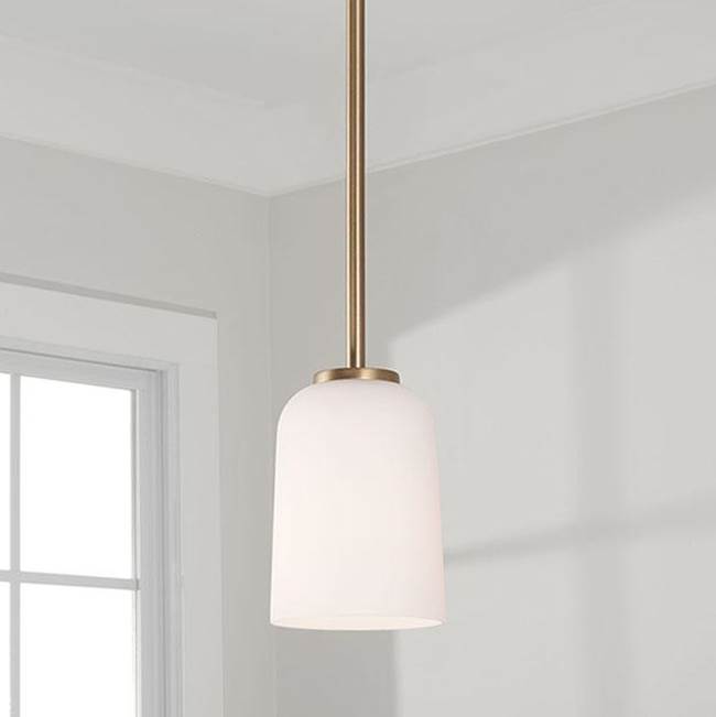 Capital Lighting 348812AD-542 Aged Brass 5''w X 6''h 1-light Pendant In Aged Brass With Soft White Glass Image 2