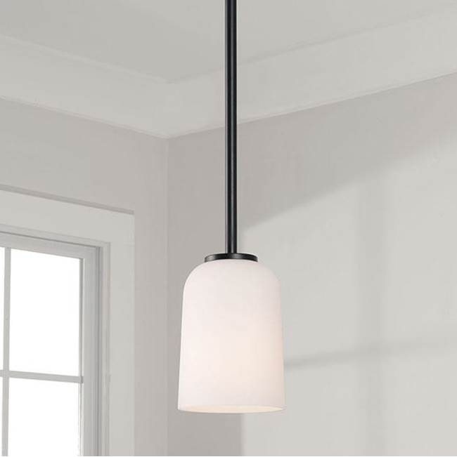 Capital Lighting 348812MB-542 Matte Black 5''w X 6''h 1-light Pendant In Matte Black With Soft White Glass Image 2