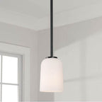 Capital Lighting 348812MB-542 Matte Black 5''w X 6''h 1-light Pendant In Matte Black With Soft White Glass Image 2