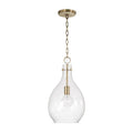 Capital Lighting 349011AD Aged Brass 9.75''w X 18''h 1-light Pendant In Aged Brass With Clear Seeded Teardrop Glass Image 1