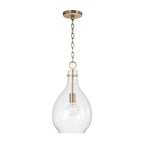 Capital Lighting 349011AD Aged Brass 9.75''w X 18''h 1-light Pendant In Aged Brass With Clear Seeded Teardrop Glass Image 1