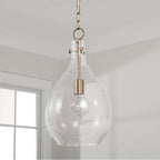 Capital Lighting 349011AD Aged Brass 9.75''w X 18''h 1-light Pendant In Aged Brass With Clear Seeded Teardrop Glass Image 2