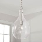 Capital Lighting 349011BN Brushed Nickel 9.75''w X 18''h 1-light Pendant In Brushed Nickel With Clear Seeded Teardrop Glass Image 2