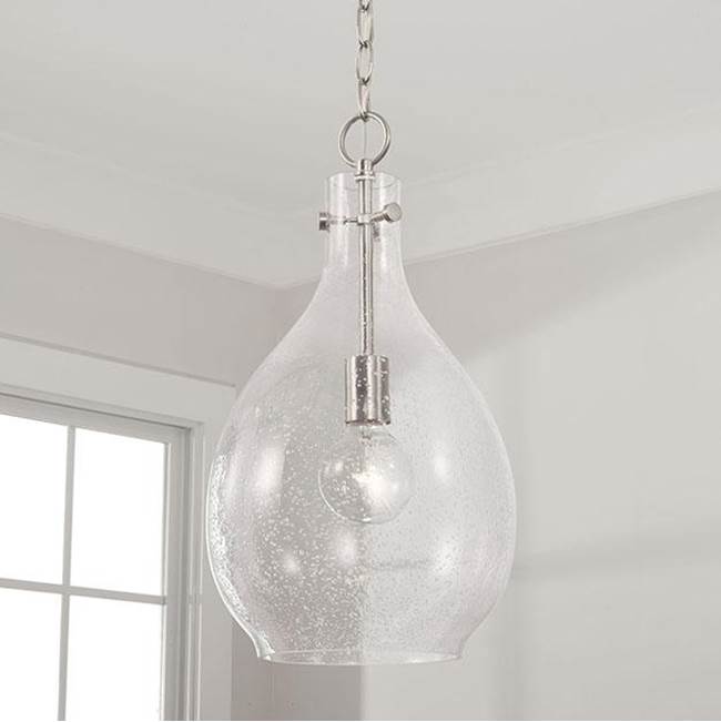 Capital Lighting 349011BN Brushed Nickel 9.75''w X 18''h 1-light Pendant In Brushed Nickel With Clear Seeded Teardrop Glass Image 2