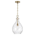 Capital Lighting 349012AD Aged Brass 9.75''w X 18''h 1-light Pendant In Aged Brass With Clear Teardrop Water Glass Image 1