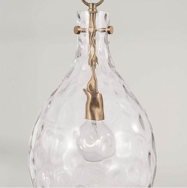 Capital Lighting Brentwood 9.75''w X 18''h 1-light Pendant In Aged Brass With Clear Teardrop Water Glass