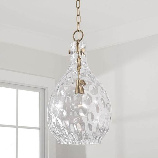 Capital Lighting 349012AD Aged Brass 9.75''w X 18''h 1-light Pendant In Aged Brass With Clear Teardrop Water Glass Image 2