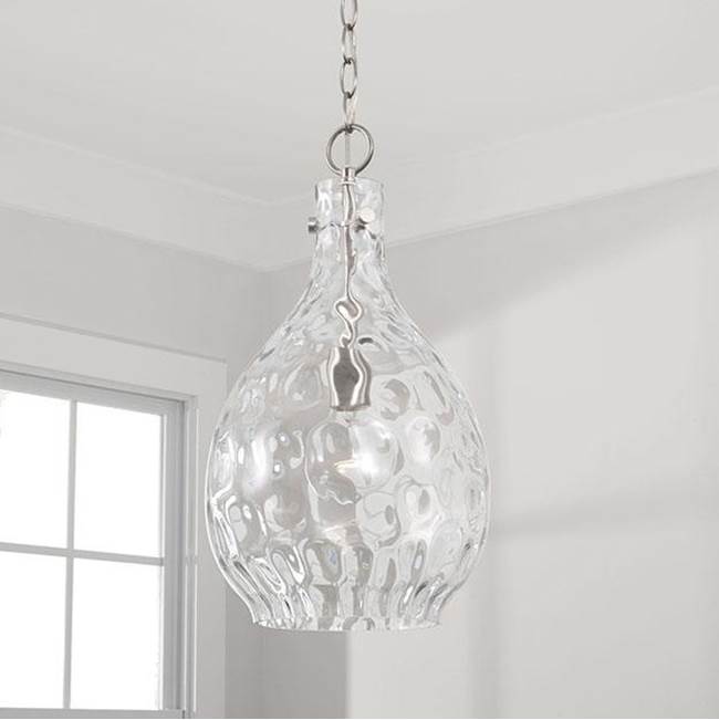 Capital Lighting 349012BN Brushed Nickel 9.75''w X 18''h 1-light Pendant In Brushed Nickel With Clear Teardrop Water Glass Image 2