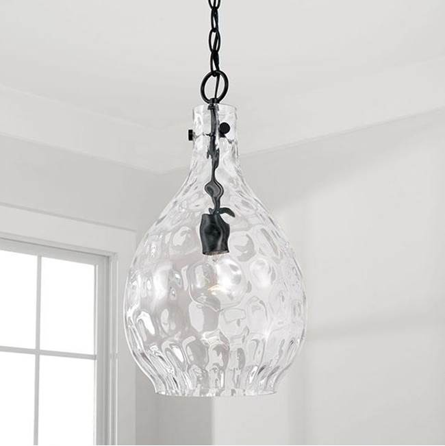 Capital Lighting 349012MB Matte Black 9.75''w X 18''h 1-light Pendant In Matte Black With Clear Teardrop Water Glass Image 2