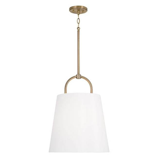 Capital Lighting 349412AD Aged Brass 16''w X 21''h 1-light Pendant In Aged Brass With White Fabric Shade Image 1