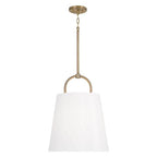 Capital Lighting 349412AD Aged Brass 16''w X 21''h 1-light Pendant In Aged Brass With White Fabric Shade Image 1