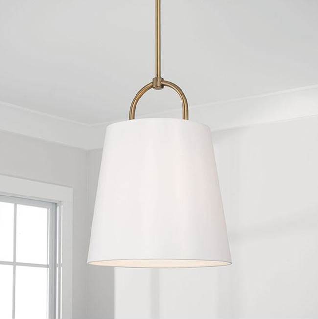 Capital Lighting 349412AD Aged Brass 16''w X 21''h 1-light Pendant In Aged Brass With White Fabric Shade Image 2