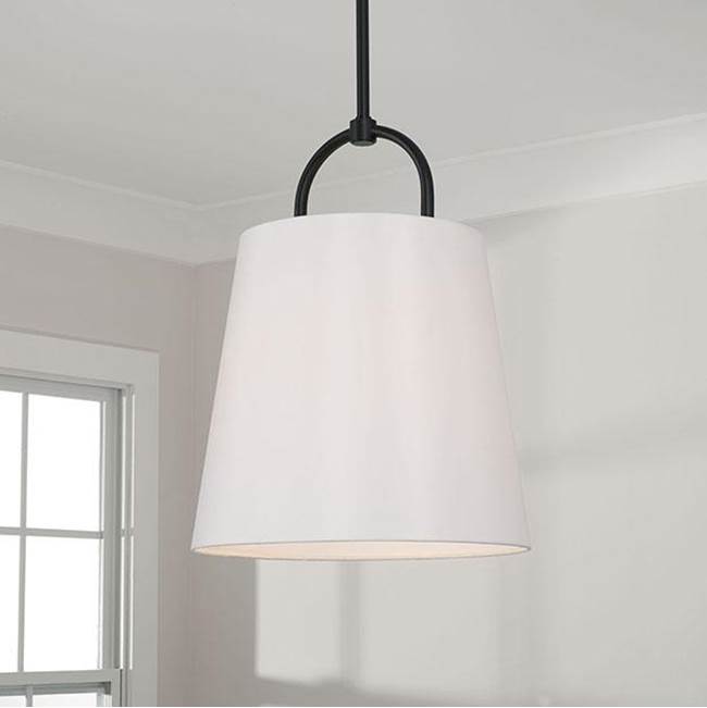 Capital Lighting 349412MB Matte Black 16''w X 21''h 1-light Pendant In Matte Black With White Fabric Shade Image 2