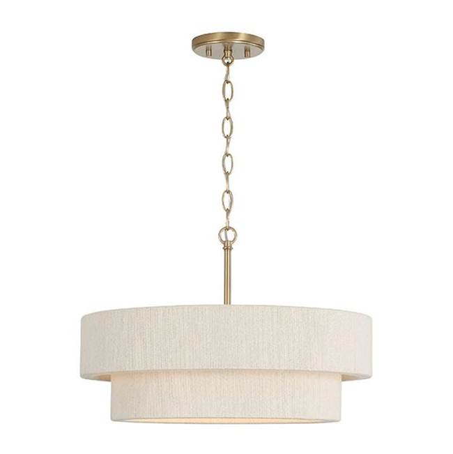 Capital Lighting 349841MA Matte Brass 20''w X 13''h 4-light Dual Mount Pendant Or Semi-flush In Matte Brass With Bleached Natural Rope Image 1