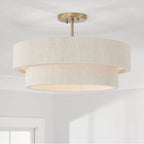 Capital Lighting Delaney 20''w X 13''h 4-light Dual Mount Pendant Or Semi-flush In Matte Brass With Bleached Natural Rope