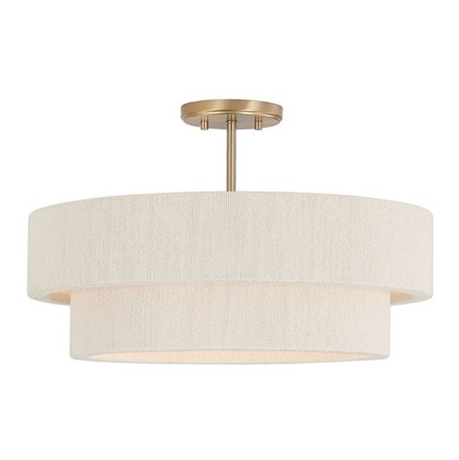 Capital Lighting 349841MA Matte Brass 20''w X 13''h 4-light Dual Mount Pendant Or Semi-flush In Matte Brass With Bleached Natural Rope Image 2