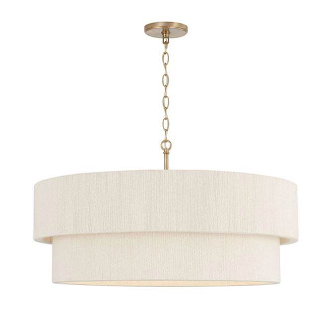 Capital Lighting 349842MA Matte Brass 30''w X 16.25''h 4-light Pendant In Matte Brass With Bleached Natural Rope Image 1