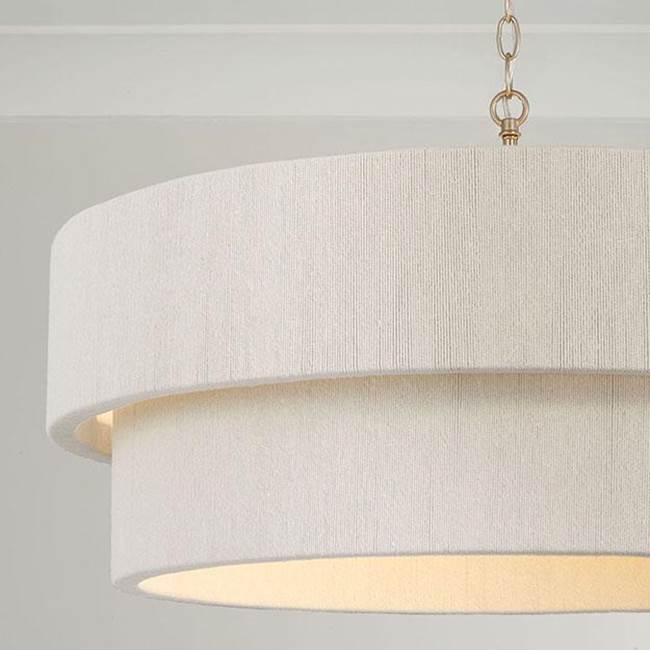 Capital Lighting Delaney 30''w X 16.25''h 4-light Pendant In Matte Brass With Bleached Natural Rope