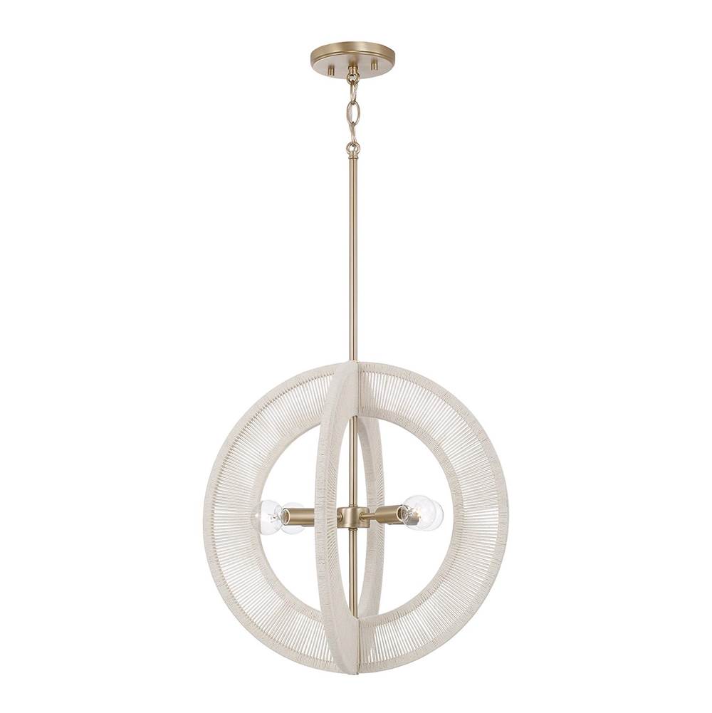 Capital Lighting 349843MA Matte Brass 20'' W X 20'' H 4-light Orb Pendant In Matte Brass With Bleached Natural Rope Image 1