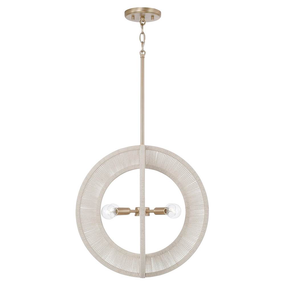 Capital Lighting 349843MA Matte Brass 20'' W X 20'' H 4-light Orb Pendant In Matte Brass With Bleached Natural Rope Image 2
