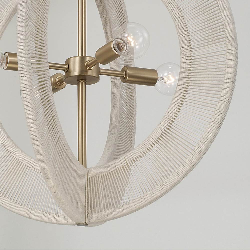 Capital Lighting 349843MA Matte Brass 20'' W X 20'' H 4-light Orb Pendant In Matte Brass With Bleached Natural Rope Image 3