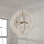 Capital Lighting Delaney 20'' W X 20'' H 4-light Orb Pendant In Matte Brass With Bleached Natural Rope