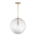 Capital Lighting 349911MA Matte Brass 15''w X 16.75''h 1-light Globe Pendant In Matte Brass With Clear Ribbed Glass Image 1