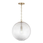 Capital Lighting 349911MA Matte Brass 15''w X 16.75''h 1-light Globe Pendant In Matte Brass With Clear Ribbed Glass Image 1