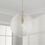 Capital Lighting 349911MA Matte Brass 15''w X 16.75''h 1-light Globe Pendant In Matte Brass With Clear Ribbed Glass Image 2