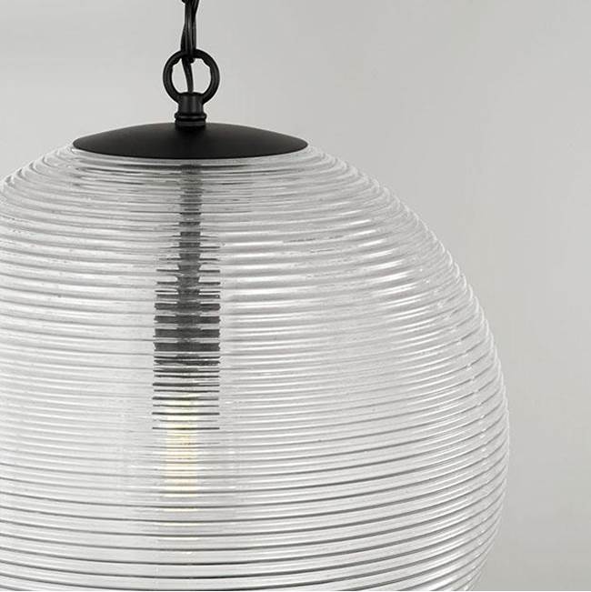 Capital Lighting Dolan 15''w X 16.75''h 1-light Globe Pendant In Matte Brass With Clear Ribbed Glass