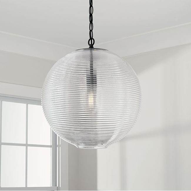 Capital Lighting 349911MB Matte Black 15''w X 16.75''h 1-light Globe Pendant In Matte Black With Clear Ribbed Glass Image 2