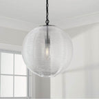 Capital Lighting 349911MB Matte Black 15''w X 16.75''h 1-light Globe Pendant In Matte Black With Clear Ribbed Glass Image 2