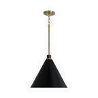 Capital Lighting 350112AB Aged Brass,Black 15''w X 13.5''h 1-light Pendant In Aged Brass And Black Metal Shade With White Interior Image 1