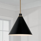 Capital Lighting 350112AB Aged Brass,Black 15''w X 13.5''h 1-light Pendant In Aged Brass And Black Metal Shade With White Interior Image 2