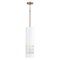 Capital Lighting 350211AW Aged Brass,White 6.25''w X 21.75''h 1-light Pendant In Aged Brass And White Metal Shade With Painted Aged Brass Interior Image 1
