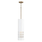 Capital Lighting 350211AW Aged Brass,White 6.25''w X 21.75''h 1-light Pendant In Aged Brass And White Metal Shade With Painted Aged Brass Interior Image 1