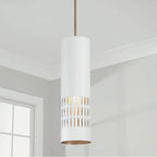 Capital Lighting 350211AW Aged Brass,White 6.25''w X 21.75''h 1-light Pendant In Aged Brass And White Metal Shade With Painted Aged Brass Interior Image 2