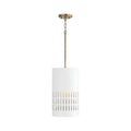 Capital Lighting 350212AW Aged Brass,White 9.25''w X 16.5''h 1-light Pendant In Aged Brass And White Metal Shade With Painted Aged Brass Interior Image 1