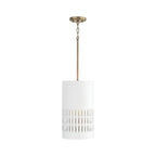 Capital Lighting 350212AW Aged Brass,White 9.25''w X 16.5''h 1-light Pendant In Aged Brass And White Metal Shade With Painted Aged Brass Interior Image 1