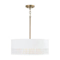Capital Lighting 350233AW Aged Brass,White 20.25''w X 8''h 3-light Pendant In Aged Brass And White Metal Shade With Painted Aged Brass Interior Image 1
