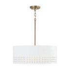 Capital Lighting 350233AW Aged Brass,White 20.25''w X 8''h 3-light Pendant In Aged Brass And White Metal Shade With Painted Aged Brass Interior Image 1