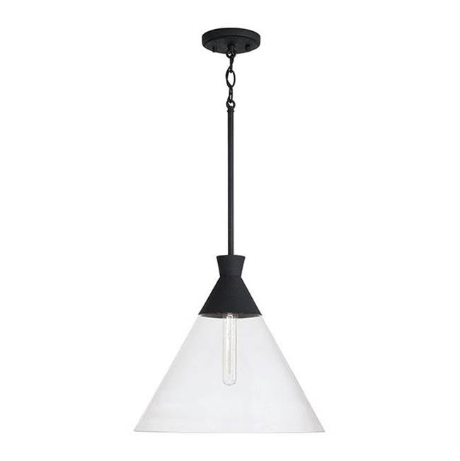 Capital Lighting 350311XK Textured Black 15''w X 14''h 1-light Pendant In Textured Black With Clear Glass Image 1