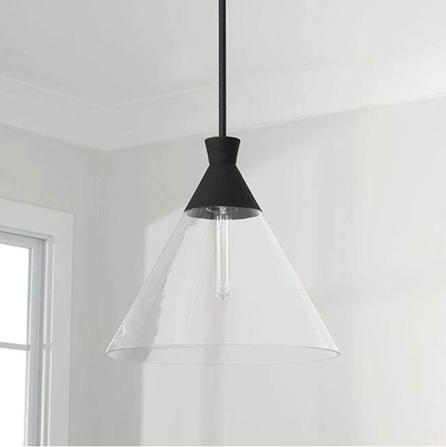 Capital Lighting 350311XK Textured Black 15''w X 14''h 1-light Pendant In Textured Black With Clear Glass Image 2